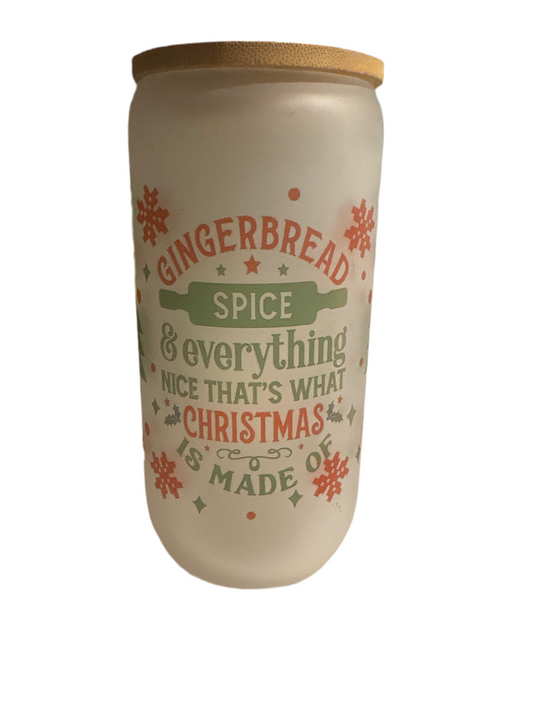 16oz Glass Christmas tumbler
