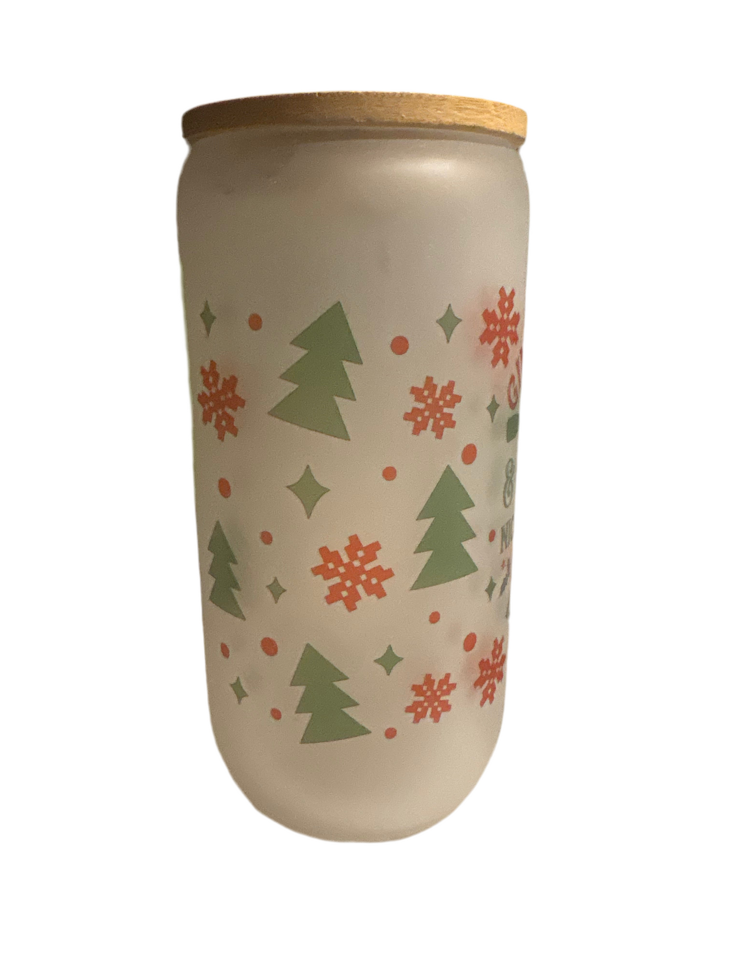 16oz Glass Christmas tumbler