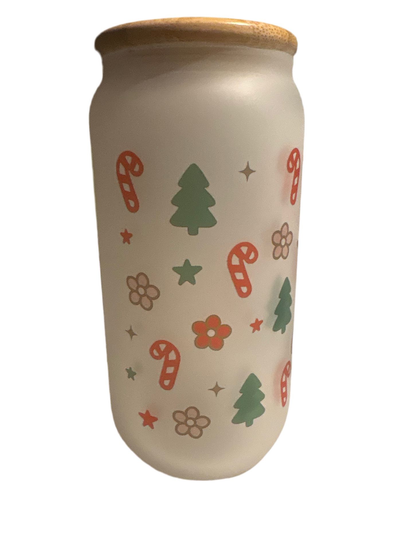 16oz Glass Christmas tumbler