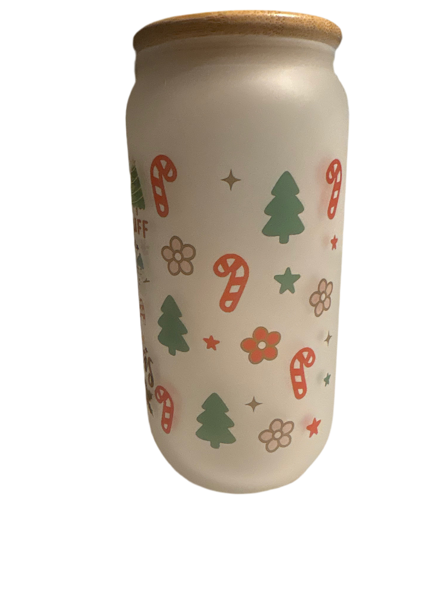 16oz Glass Christmas tumbler