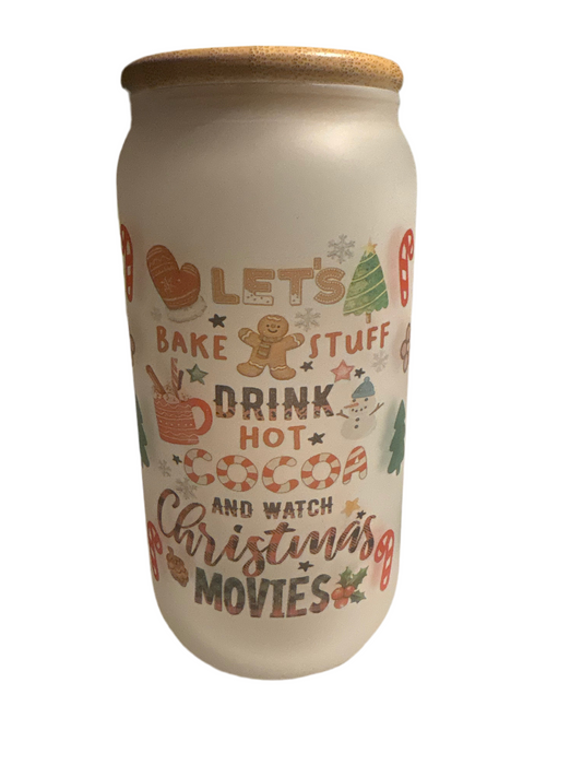 16oz Glass Christmas tumbler